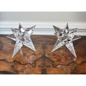 Vintage Rosenthal Crystal Single Light Star Candle Stick Holders 3" PAIR